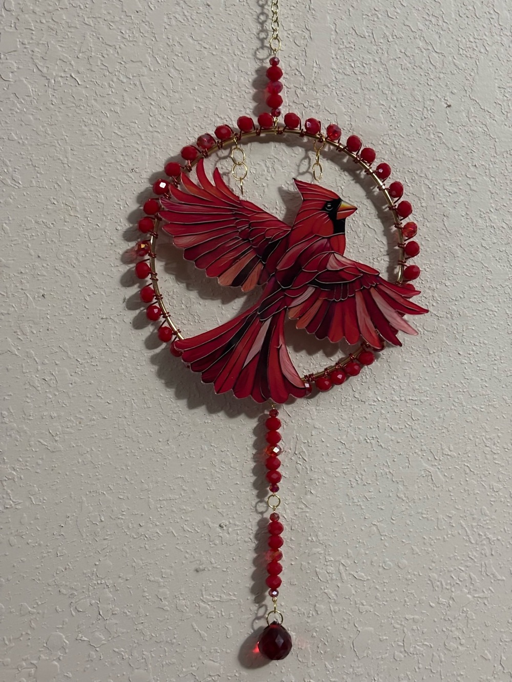 Red Cardinal Hanging Bird Suncatcher